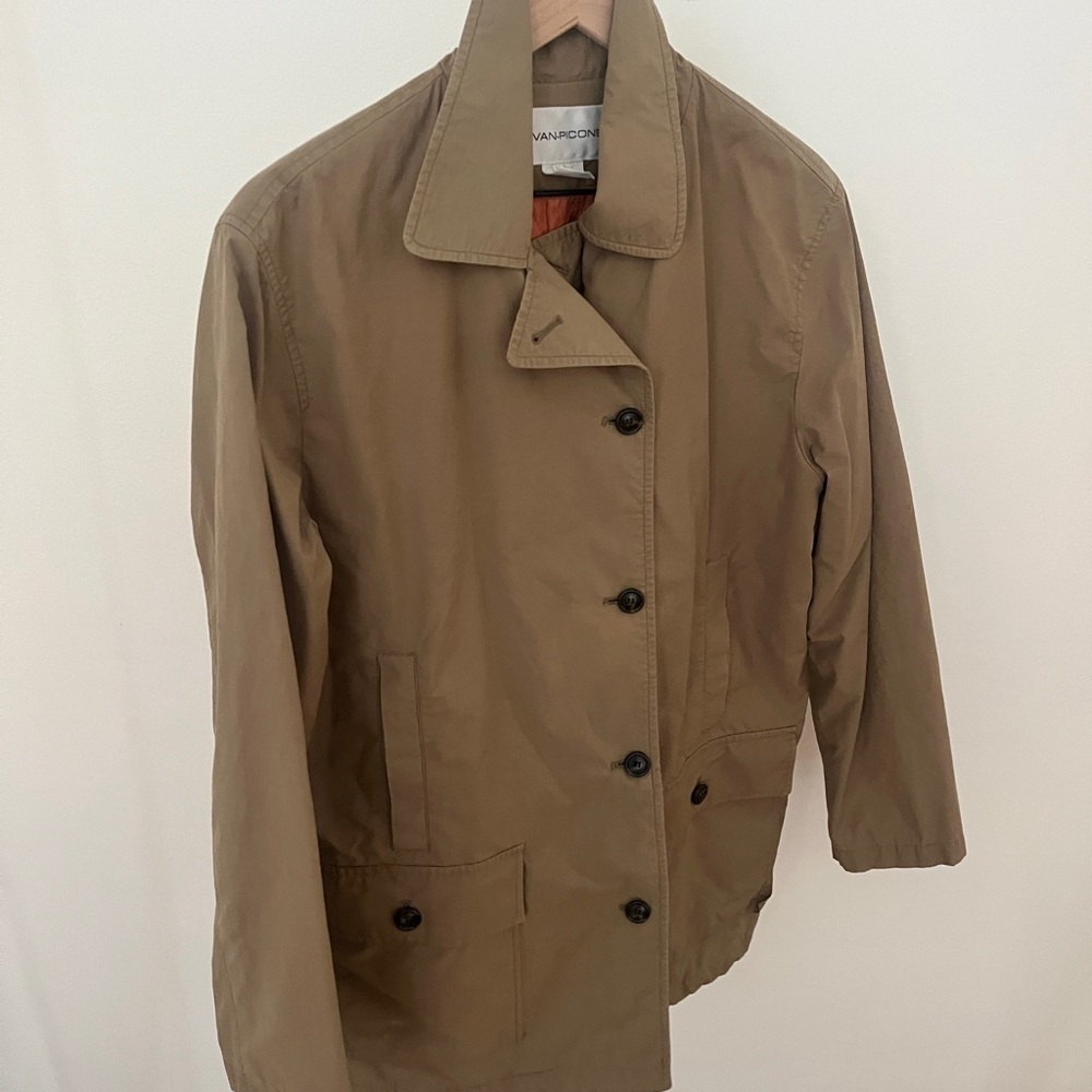 Vintage Tan Jackets with Front Buttons and Orange Quilted Liner - Picture 2 of 6